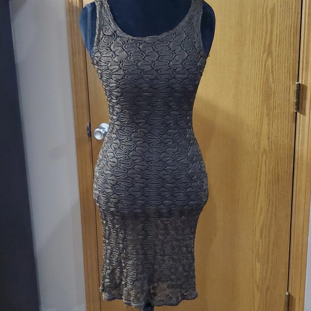Fantasea by Francesca Caretti crochet chocolate brown lace sleeveless dress